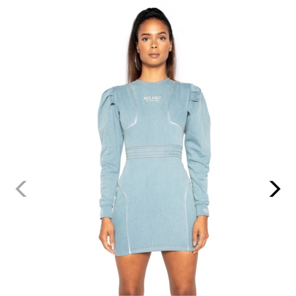 Milano Di Rouge Light Blue Long Sleeve Dress